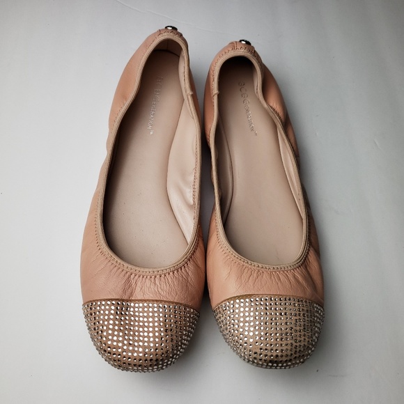 BCBGeneration Shoes - BCBG Agatha Pink Ballet Flats Round Rhinestone Toe